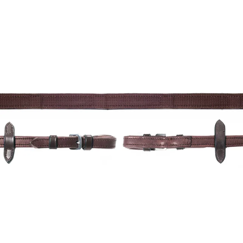 Schockemohle Durasoft Grip Reins - Dark Brown/Silver